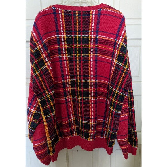 Vintage GAP Mens TARTAN PLAID SWEATER XL 100% Cotton Chunky Heavyweight 80s 90s - Picture 2 of 4
